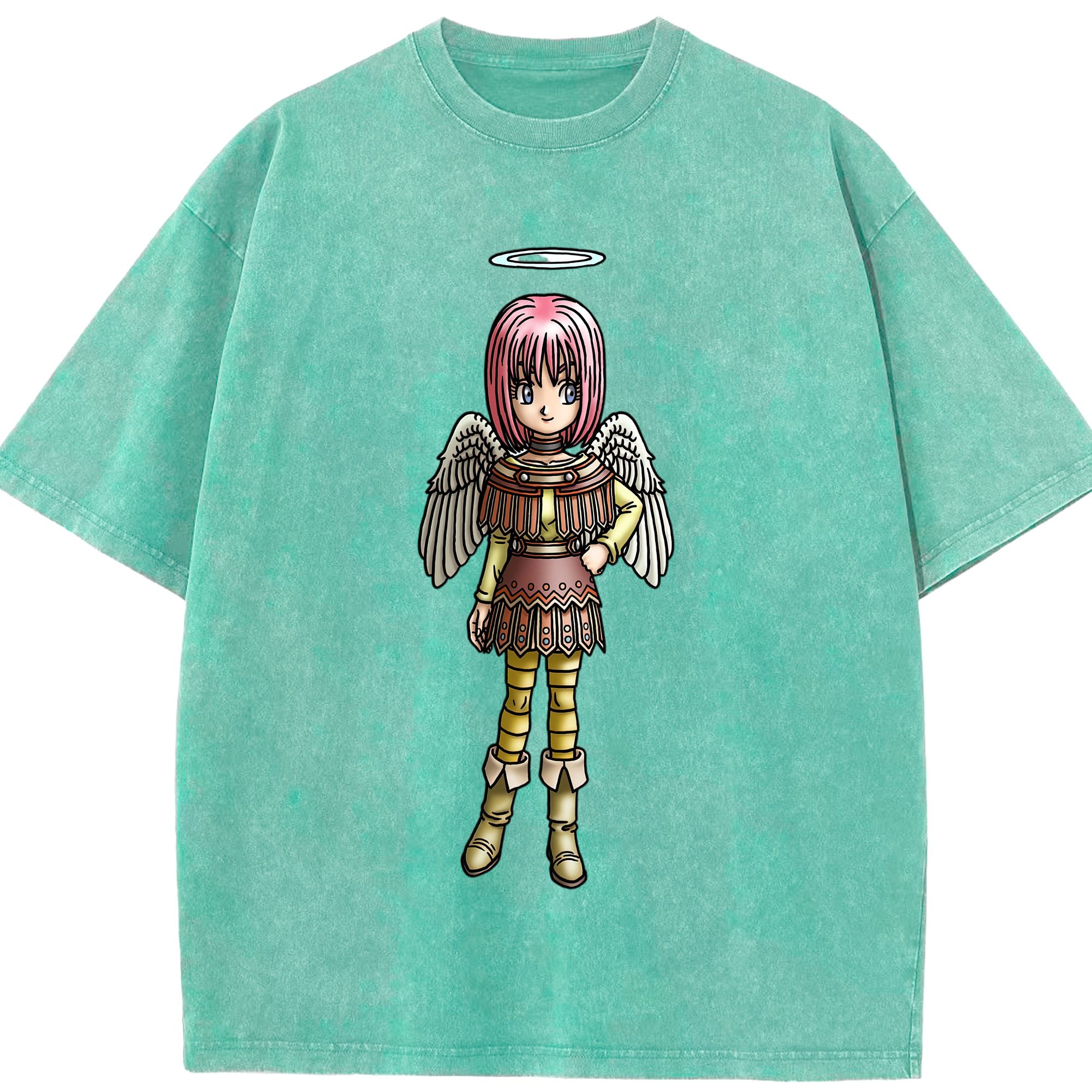 （画像用） ドラゴンクエスト Doragon Kuesuto Dragon Quest 綿100% ヴィンテージ風 半袖Tシャツ（フロントプリント）